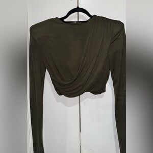 Zara | Balmain inspired cropped top with shoulder pads| Size Large